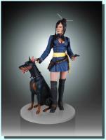 Katya with Doberman Statue